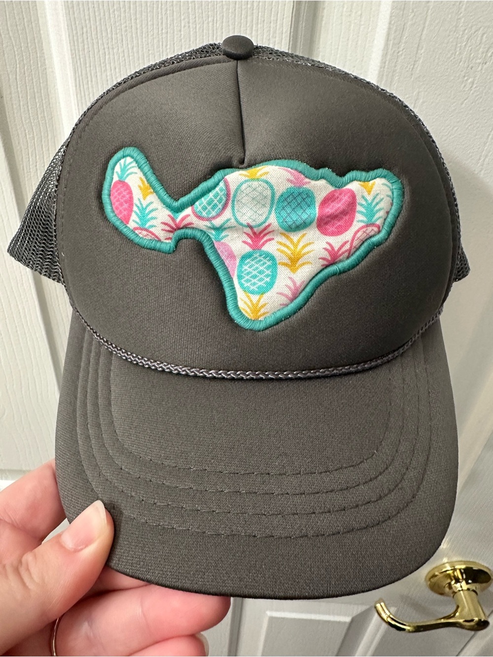 Women’s Trucker Hat Maui Hawaii Snapback Pineapple Gray Aqua Pink Yellow
